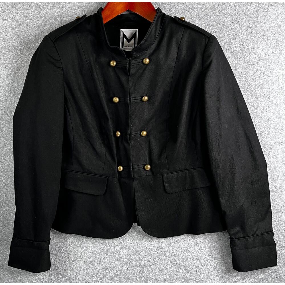 Marc Bouwer 1X Black Military Jacket Brass Buttons Lined Structured Cropped